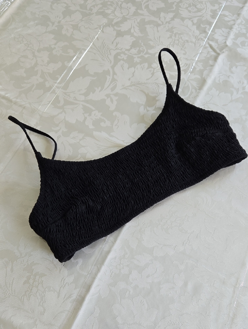 H&M Black Textured Bikini Top Adjustable Swimsuit Bathingsuit Top